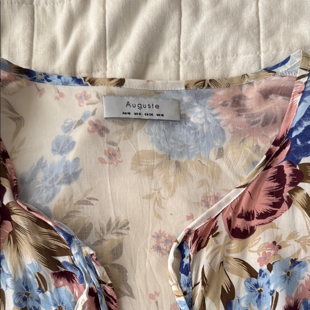Auguste The Label Floral Romper - Blue, Pink, Brown